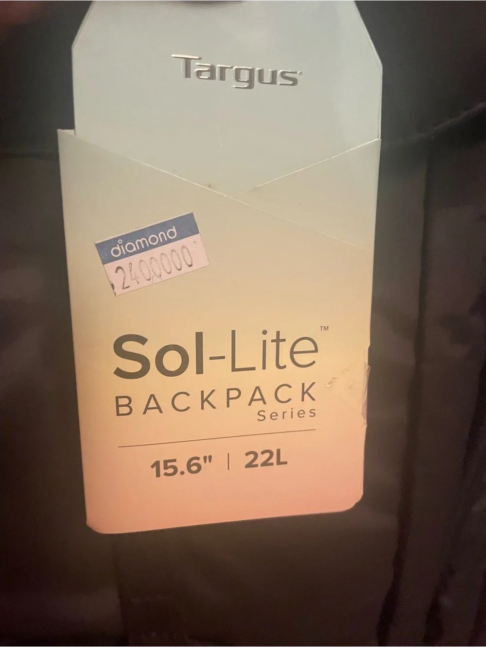 Targus Black Sol-Lite 15.6” Laptop Backpack New! Lightweight. Water Repellent